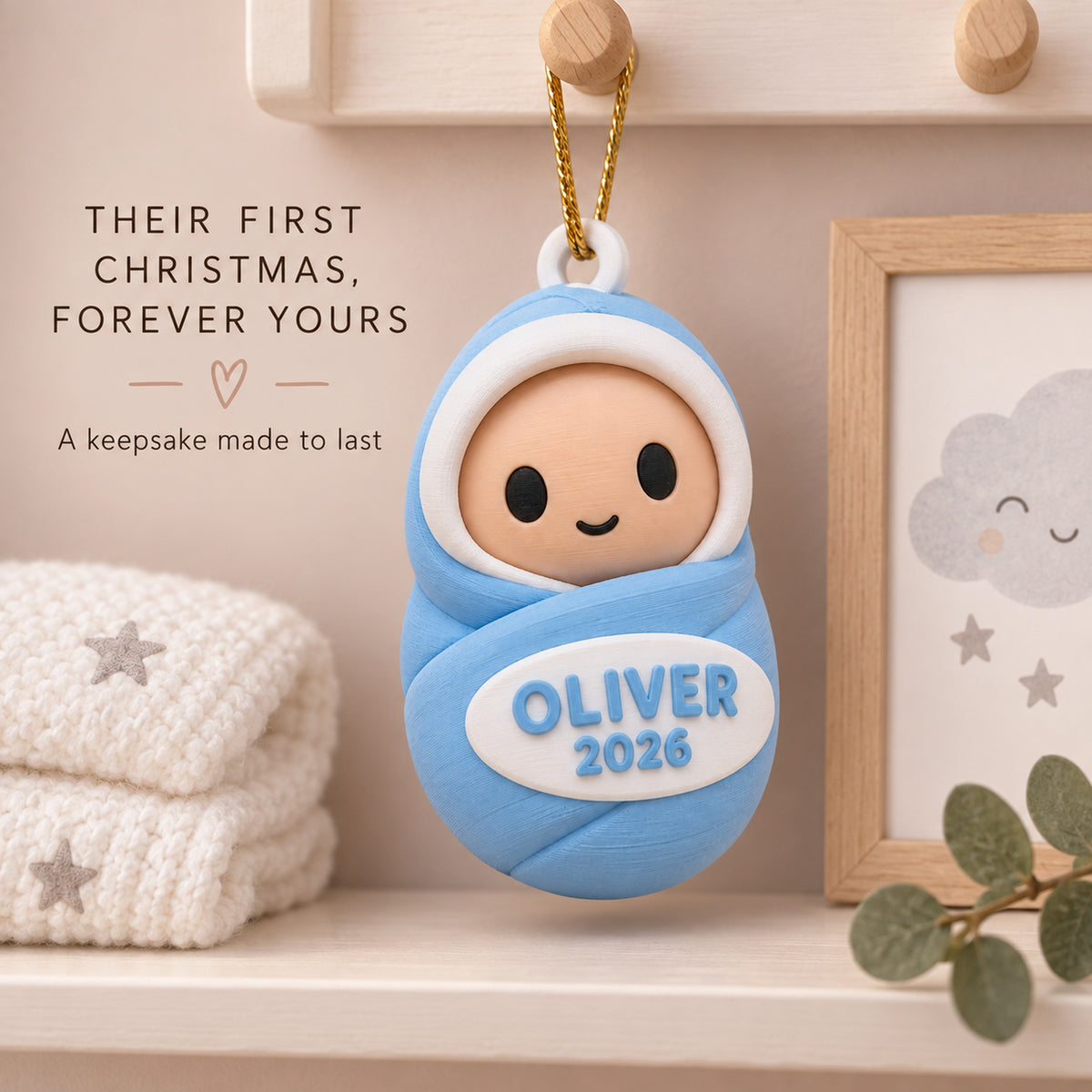 Personalized Swaddled Chibi Baby 3D Ornament - Custom Christmas Keepsake - image 9