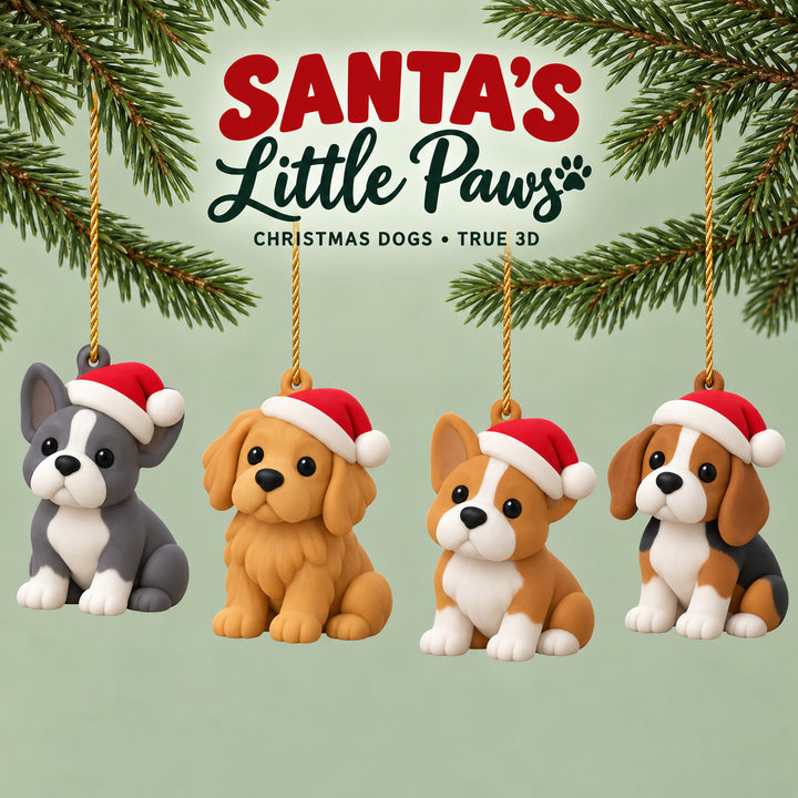 Personalized Santa Christmas Dogs 3D Ornament - Custom Christmas Keepsake - image 1
