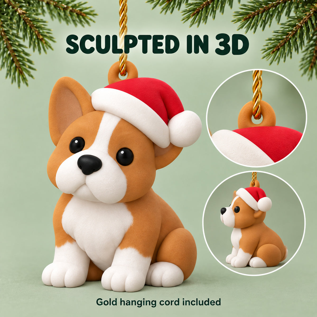 Personalized Santa Christmas Dogs 3D Ornament - Custom Christmas Keepsake - image 6