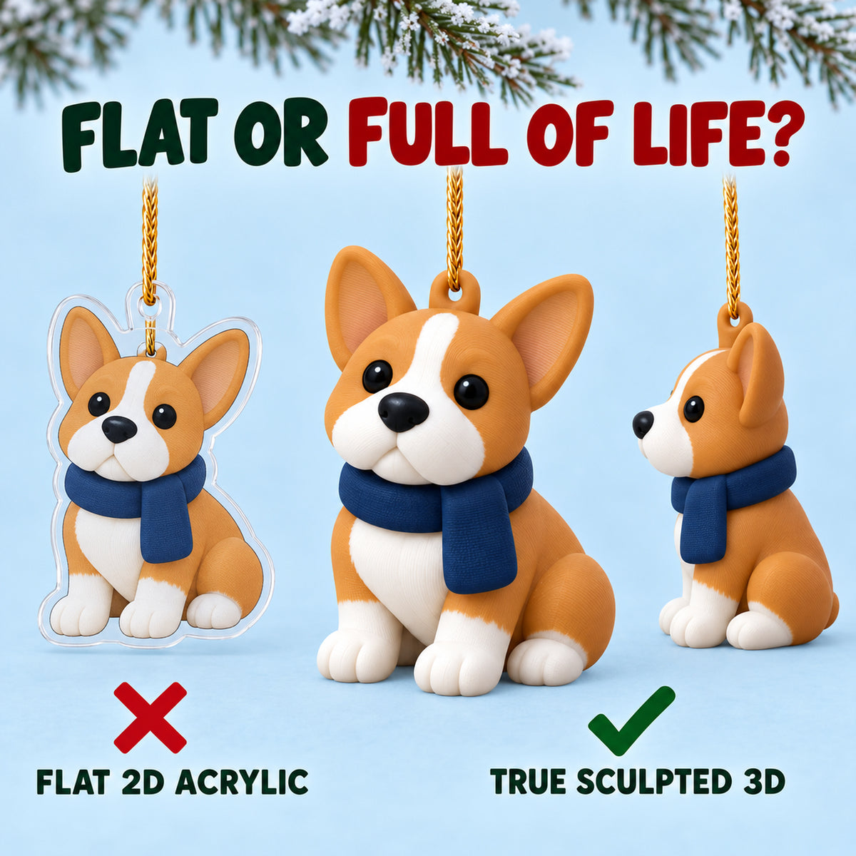 Personalized Winter Scarf Dogs 3D Ornament - Custom Christmas Keepsake - image 3