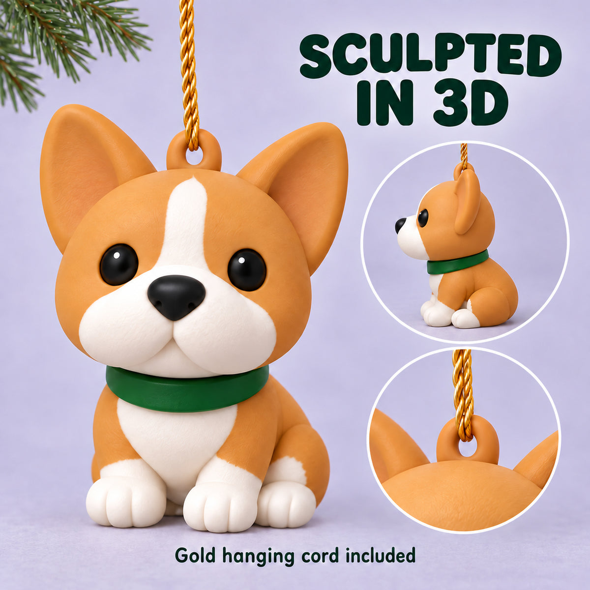 Personalized Minimal Chibi Dogs 3D Ornament - Custom Christmas Keepsake - image 6