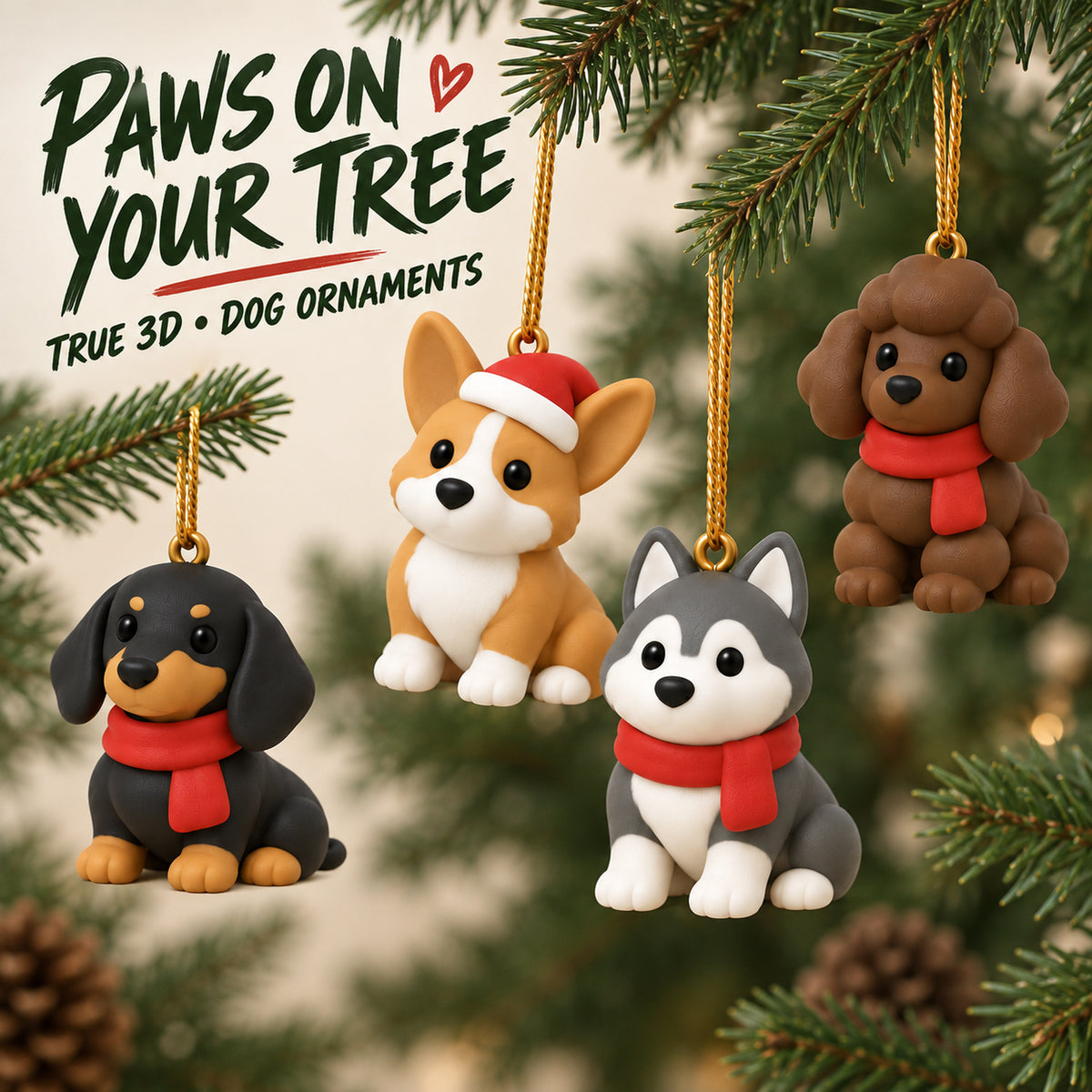 Dog Breeds Christmas 3D Ornament - Custom Breed Keepsake - image 1