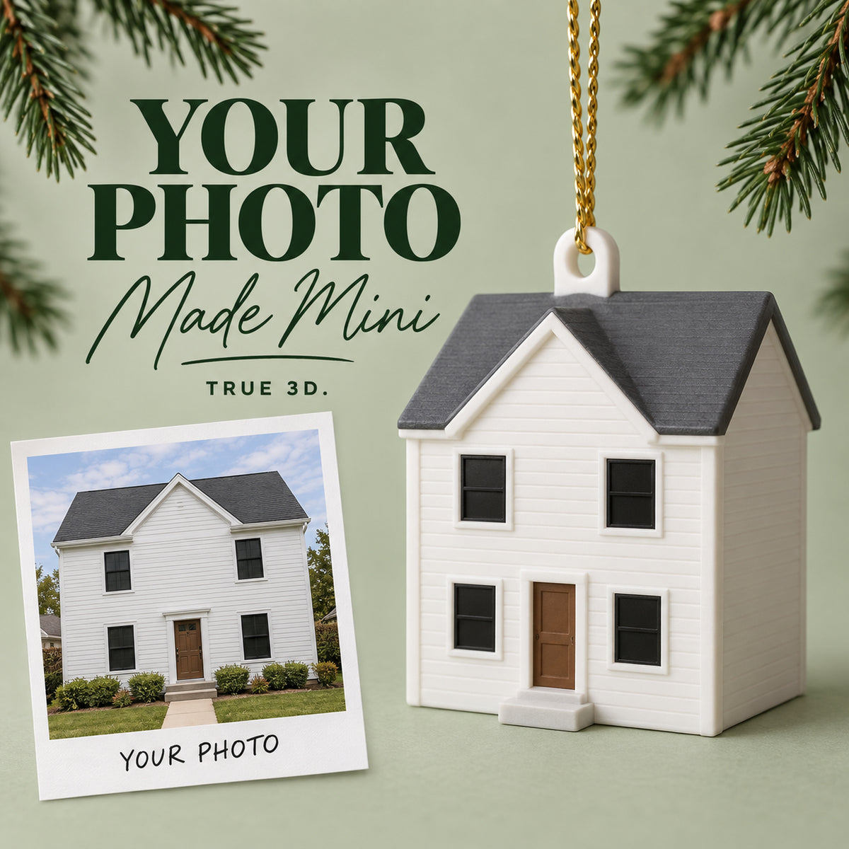 Personalized Custom House From Photo 3D Ornament - Custom Christmas Keepsake - image 1