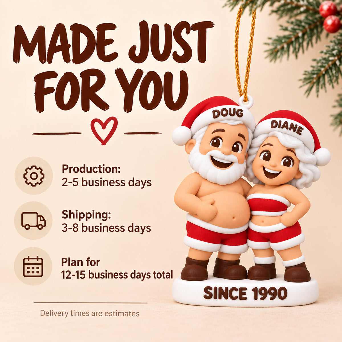 Personalized Growing Old Together 3D Ornament - Custom Christmas Keepsake - image 9