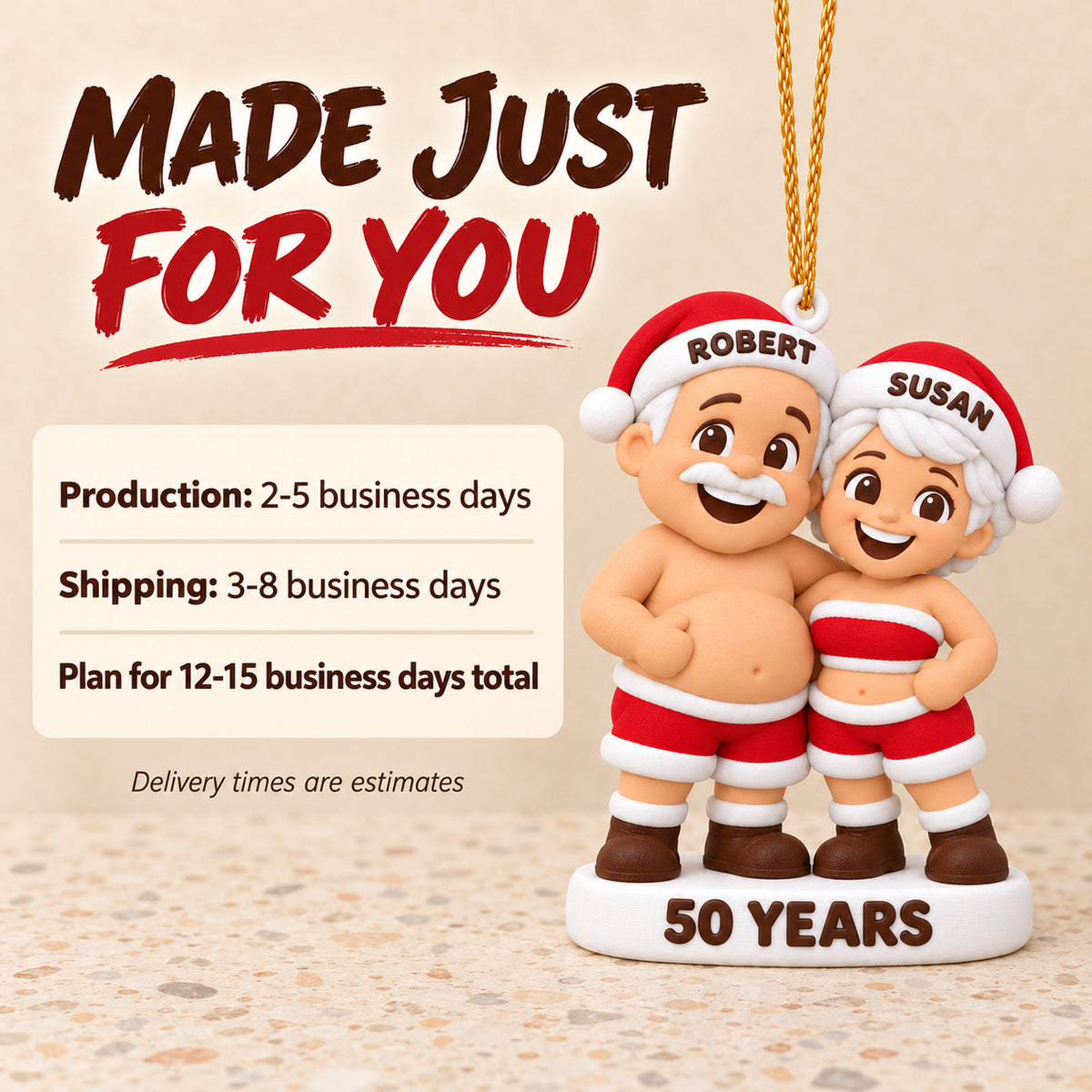 Personalized 50th Anniversary 3D Ornament - Custom Christmas Keepsake - image 9