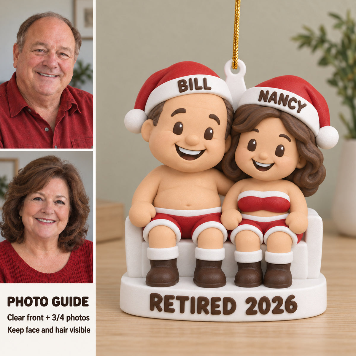 Personalized Retired Together 3D Ornament - Custom Christmas Keepsake - image 2