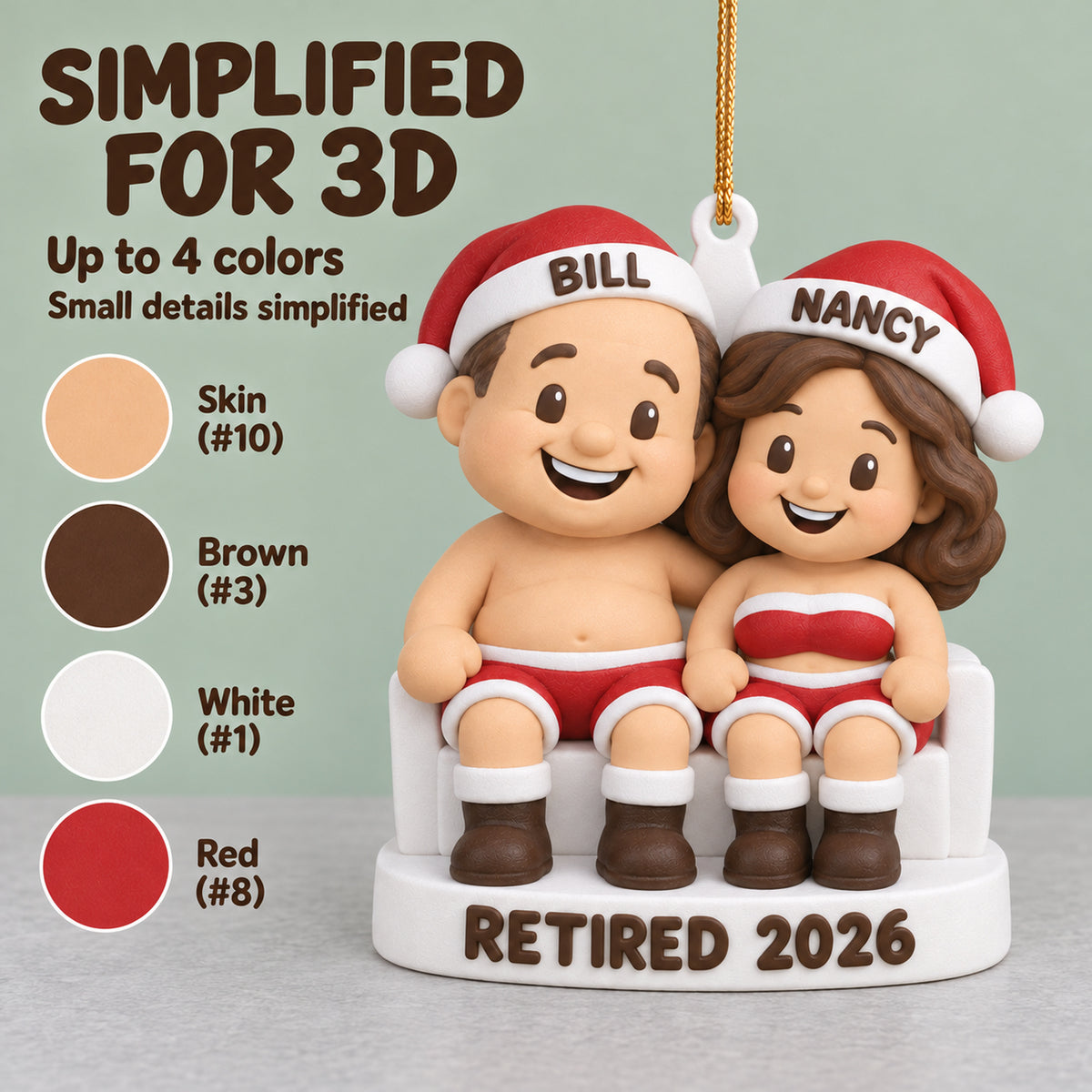 Personalized Retired Together 3D Ornament - Custom Christmas Keepsake - image 4