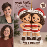 Personalized Mrs And Mrs 3D Ornament - Custom Christmas Keepsake - image 1