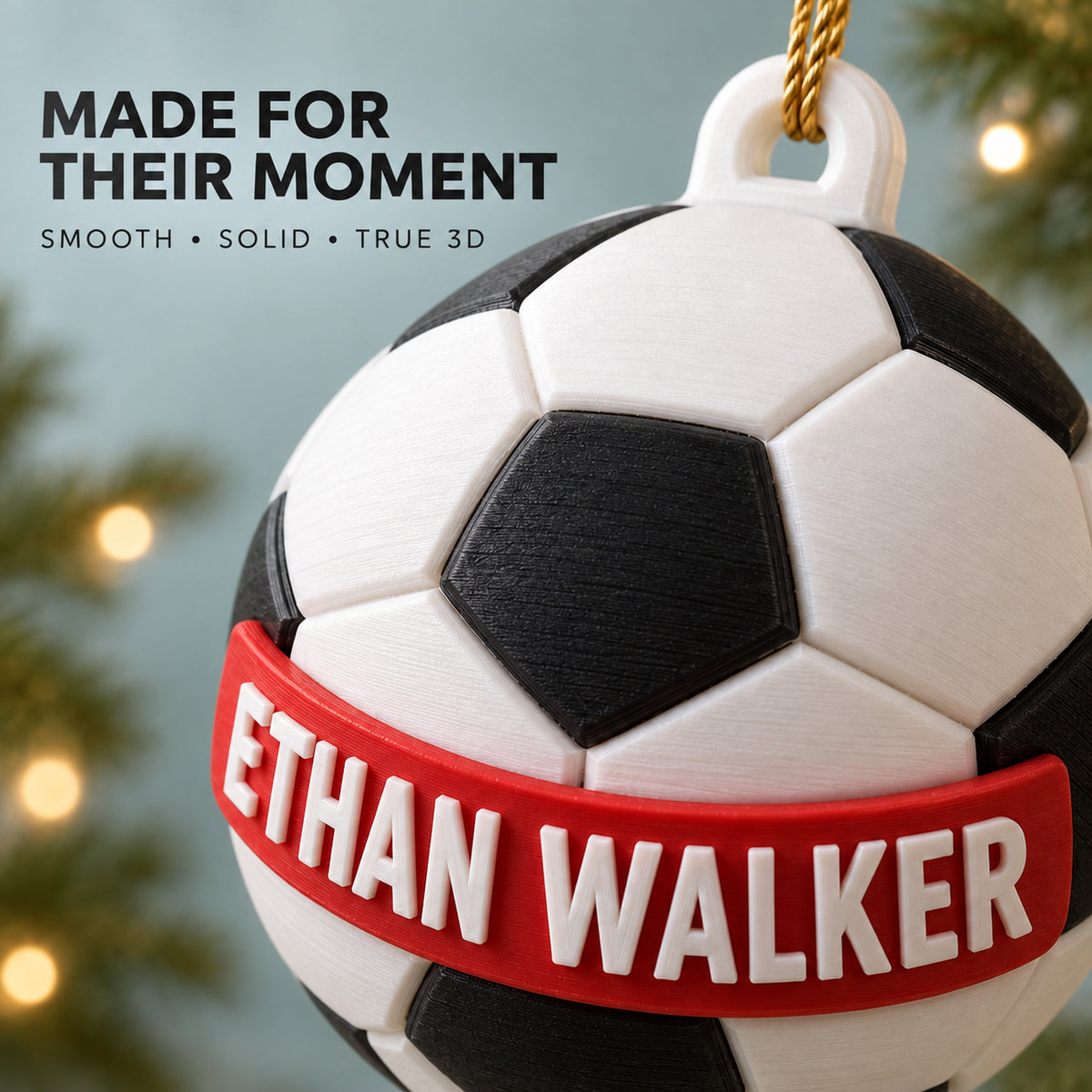 Personalized Soccer Ball 3D Ornament - Custom Christmas Keepsake - image 6