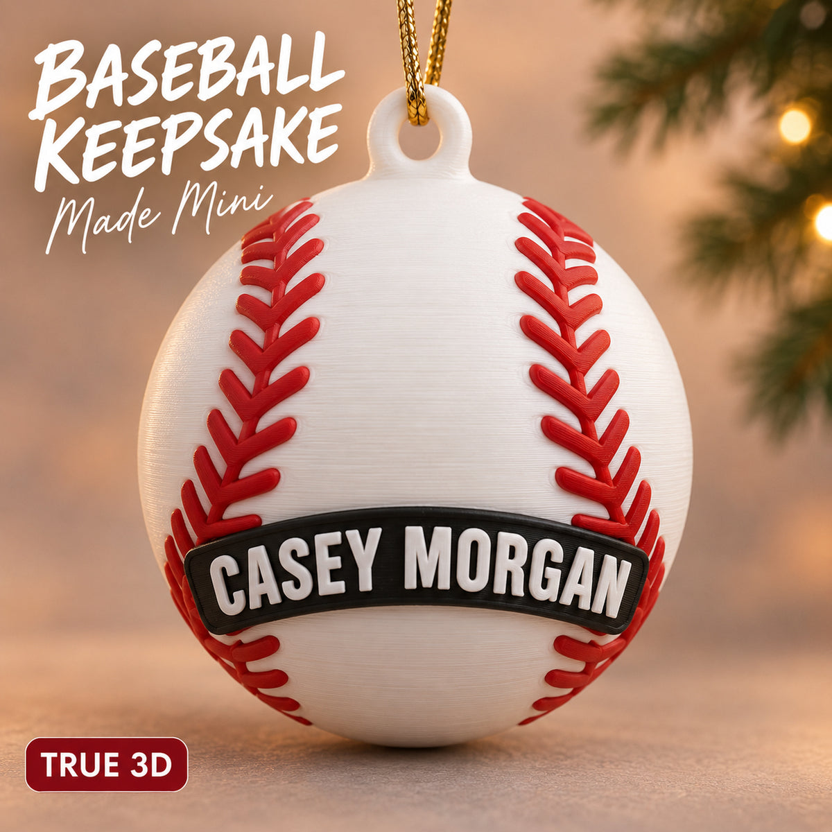 Personalized Baseball 3D Ornament - Custom Christmas Keepsake - image 1