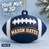 Personalized American Football 3D Ornament - Custom Christmas Keepsake - image 1