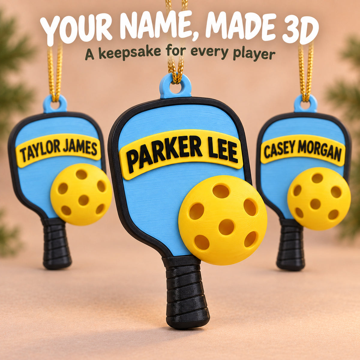 Personalized Pickleball 3D Ornament - Custom Christmas Keepsake - image 7