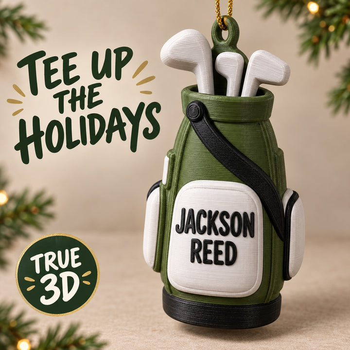 Personalized Golf Bag 3D Ornament - Custom Christmas Keepsake - image 1