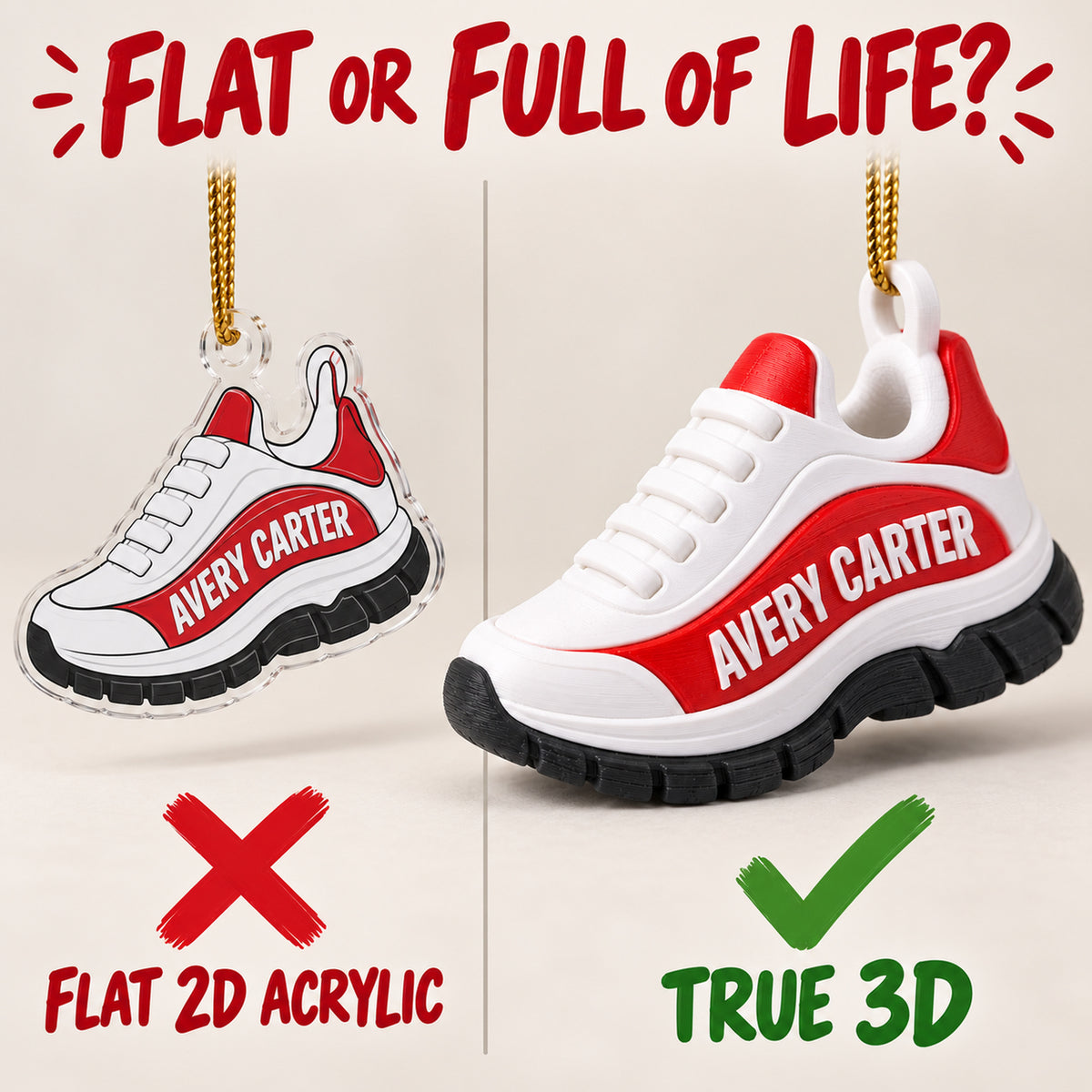 Personalized Running Shoe 3D Ornament - Custom Christmas Keepsake - image 3