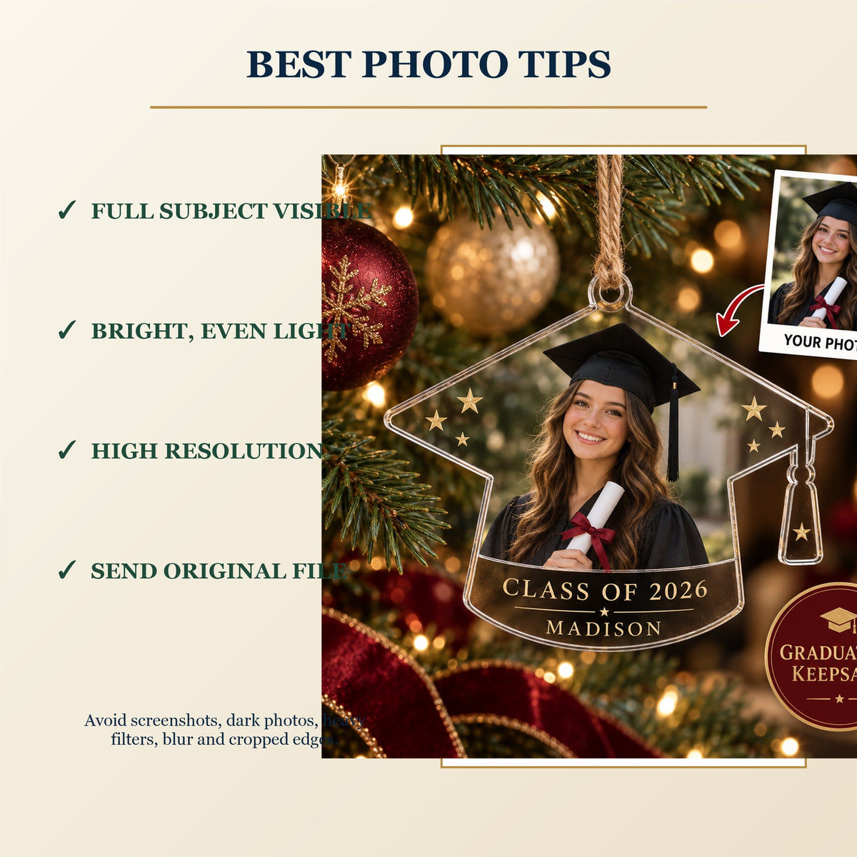 Personalized Graduation Acrylic Ornament - Custom Photo Keepsake - image 6