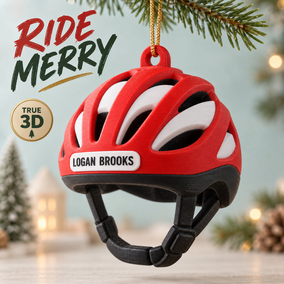 Personalized Bicycle Helmet 3D Ornament - Custom Christmas Keepsake - image 1