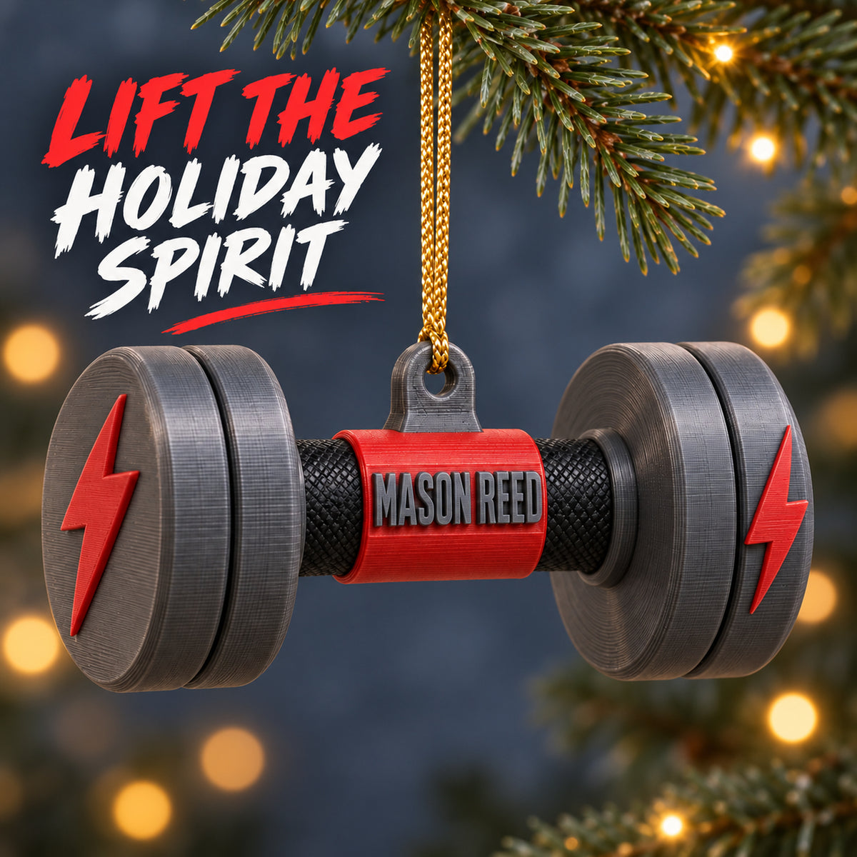 Personalized Dumbbell 3D Ornament - Custom Christmas Keepsake - image 2