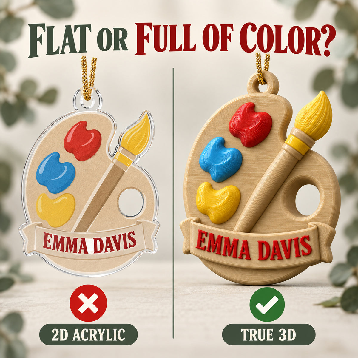 Personalized Artist Palette 3D Ornament - Custom Christmas Keepsake - image 3