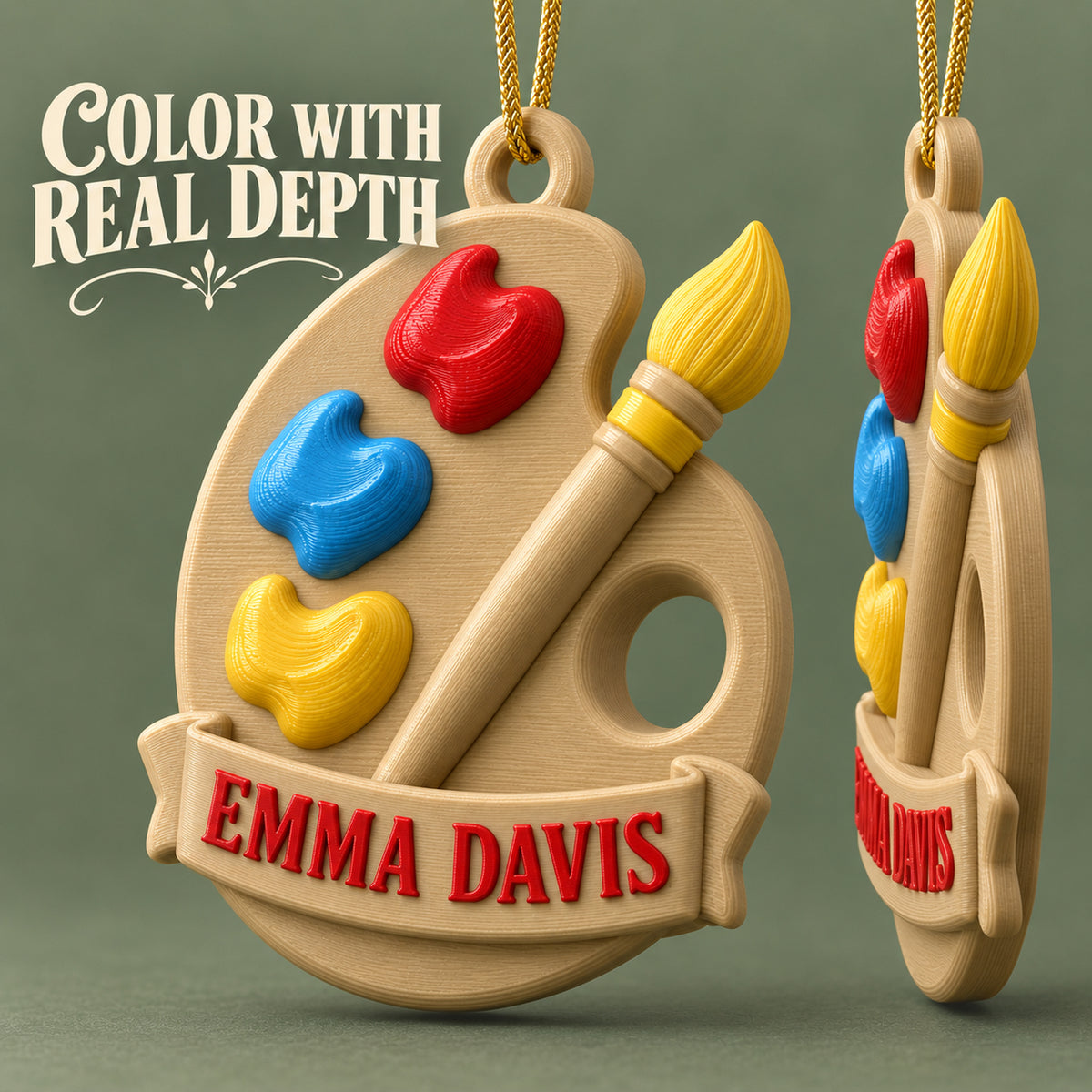 Personalized Artist Palette 3D Ornament - Custom Christmas Keepsake - image 4