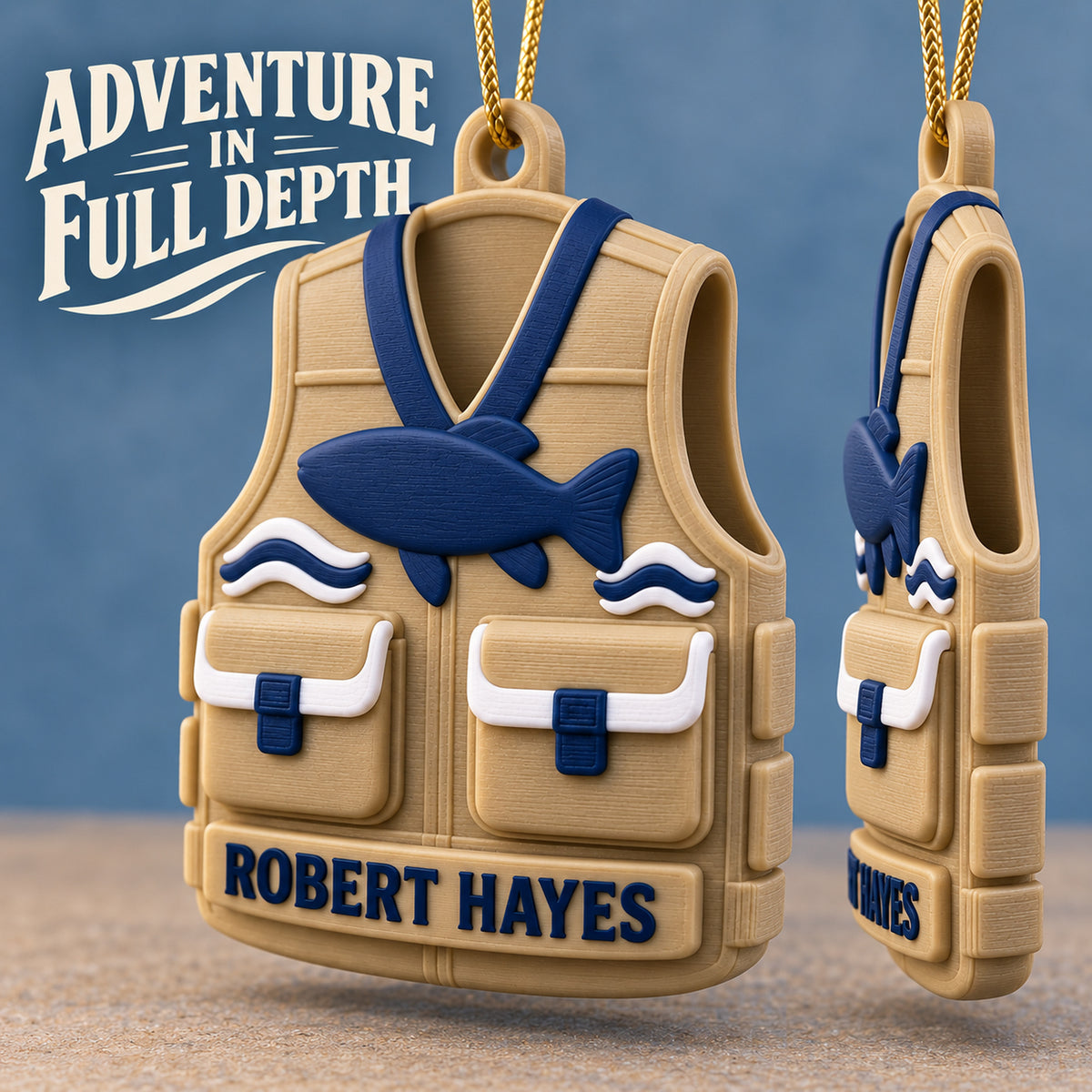 Personalized Fishing Vest 3D Ornament - Custom Christmas Keepsake - image 4