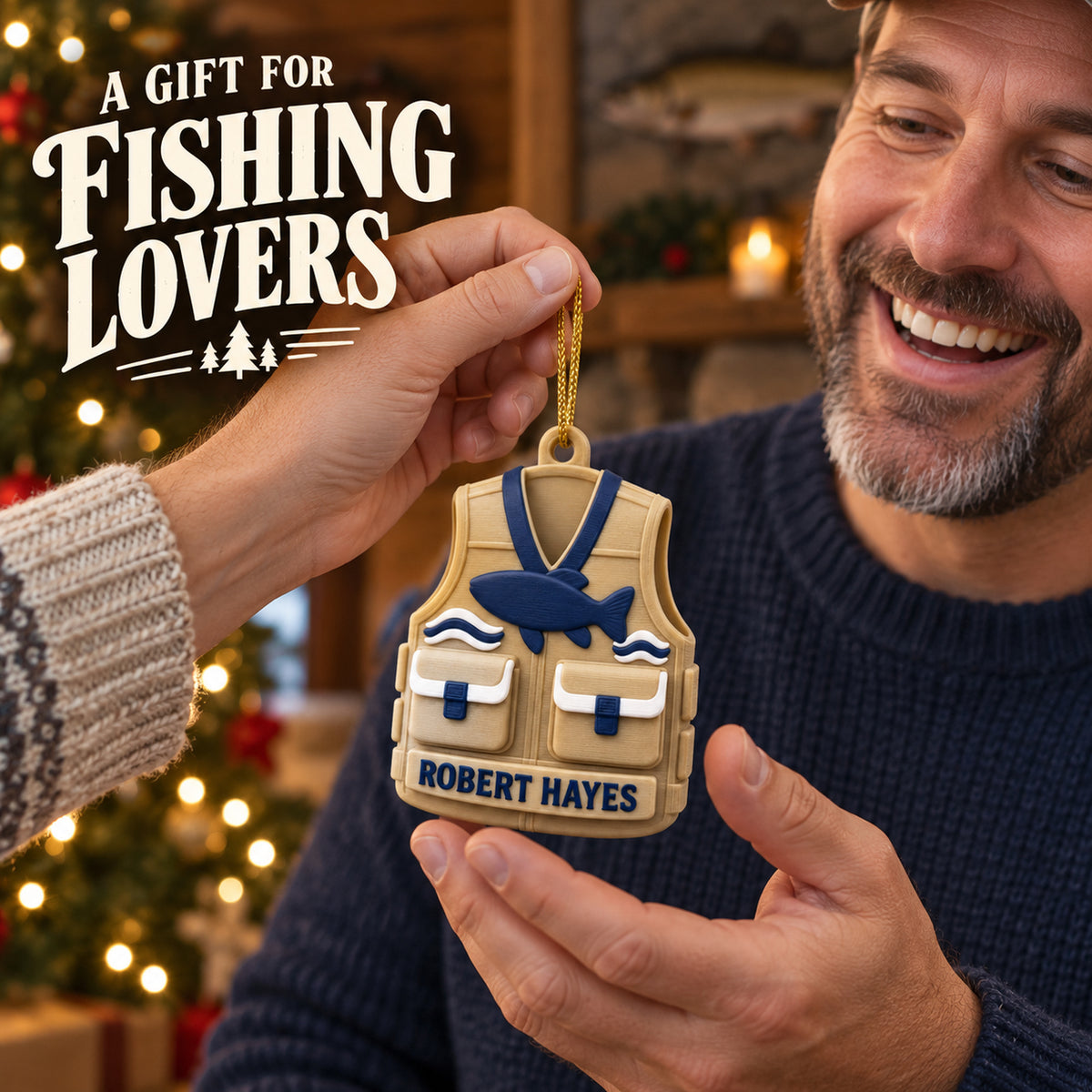 Personalized Fishing Vest 3D Ornament - Custom Christmas Keepsake - image 8