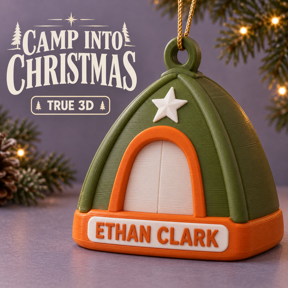 Personalized Camping Tent 3D Ornament - Custom Christmas Keepsake - image 1