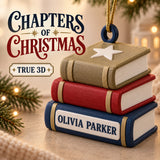 Personalized Book Stack 3D Ornament - Custom Christmas Keepsake - image 1