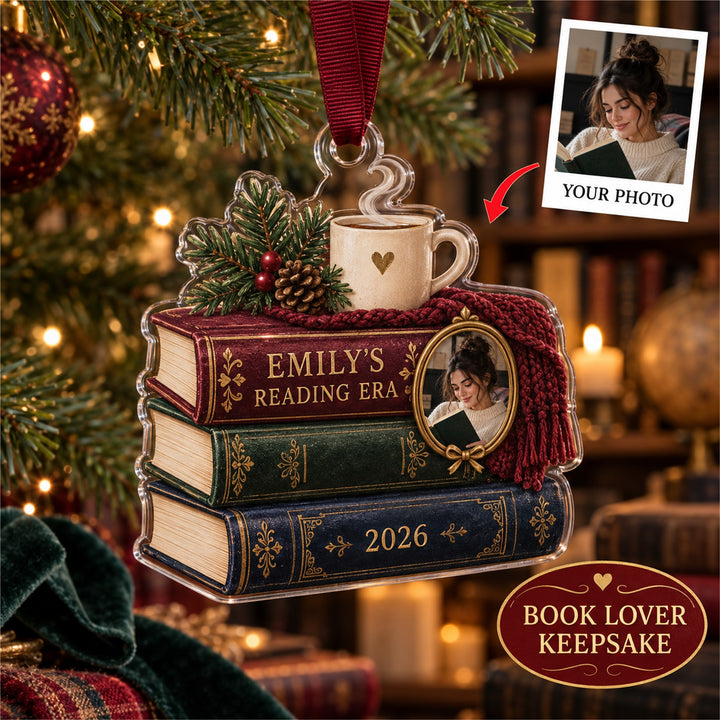 Personalized Book Lover Acrylic Ornament - Custom Photo Keepsake - image 1