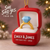 Personalized Engagement Ring Box 3D Ornament - Custom Christmas Keepsake - image 1