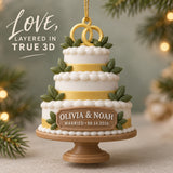 Personalized Wedding Cake 3D Ornament - Custom Christmas Keepsake - image 1
