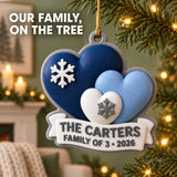 Personalized Family Three Hearts 3D Ornament - Custom Christmas Keepsake - image 2