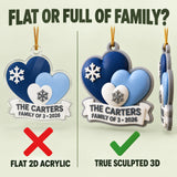 Personalized Family Three Hearts 3D Ornament - Custom Christmas Keepsake - image 3