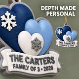 Personalized Family Three Hearts 3D Ornament - Custom Christmas Keepsake - image 6