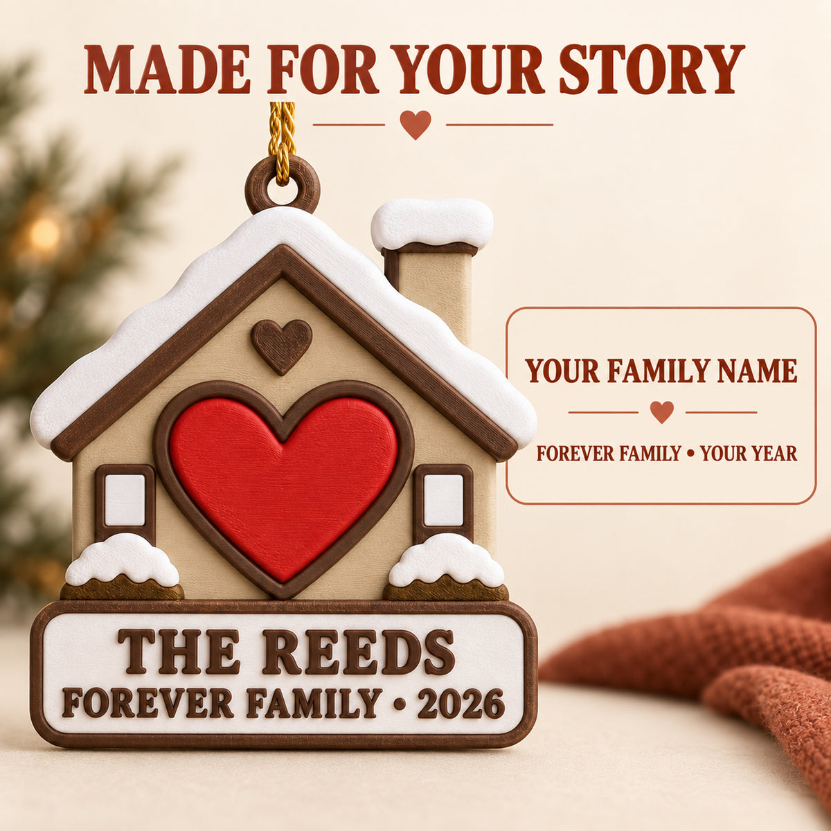 Personalized Adoption House Heart 3D Ornament - Custom Christmas Keepsake - image 7