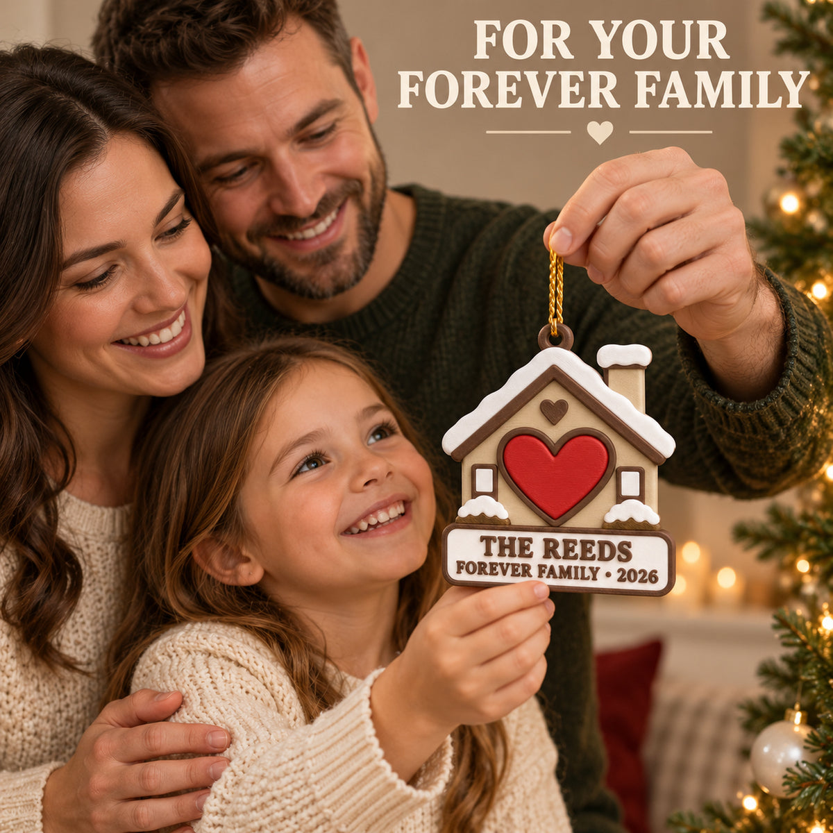 Personalized Adoption House Heart 3D Ornament - Custom Christmas Keepsake - image 8