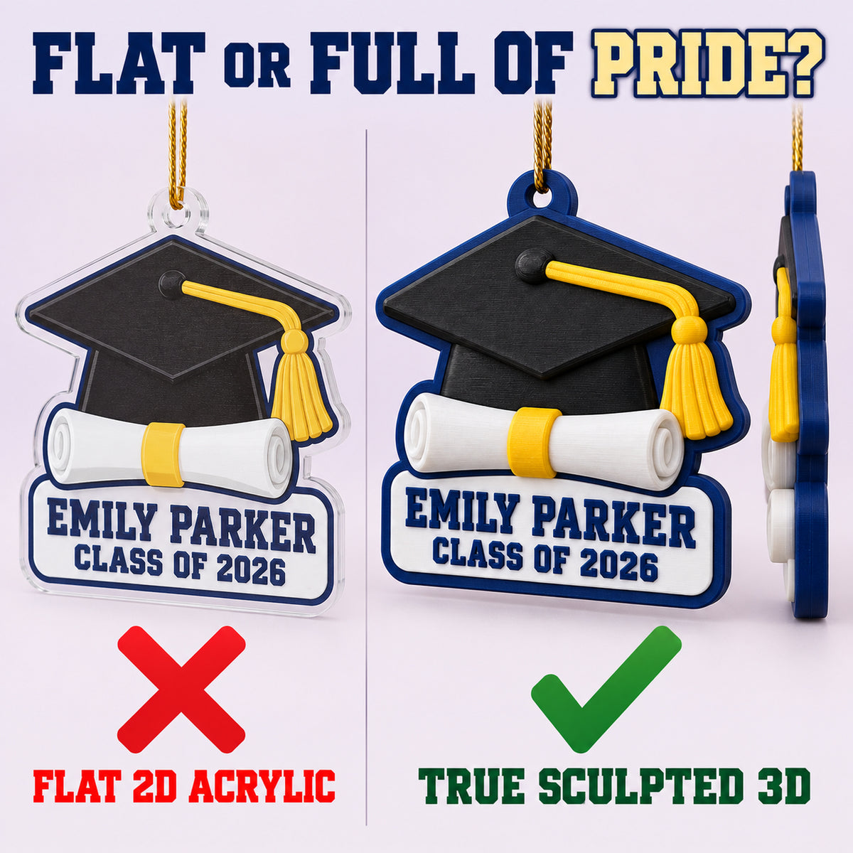Personalized Graduation Cap Diploma 3D Ornament - Custom Christmas Keepsake - image 3