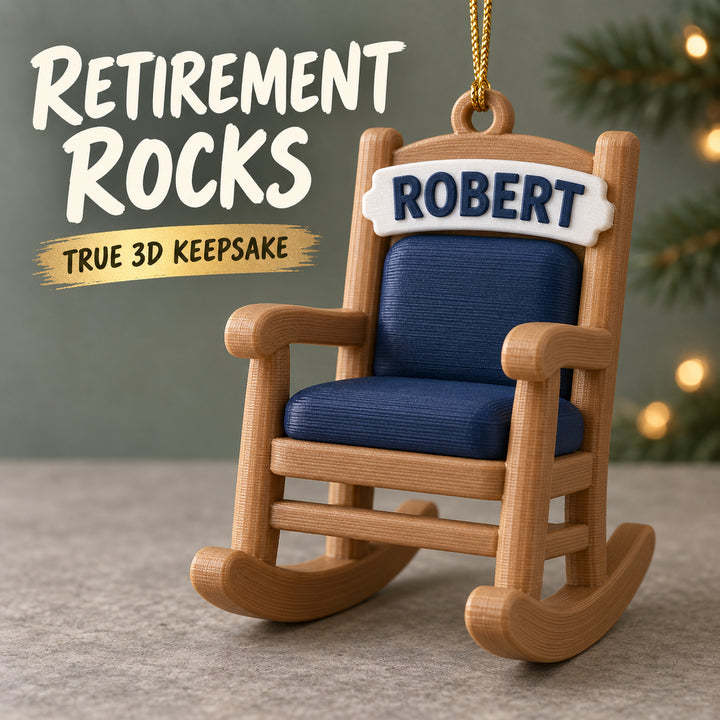 Personalized Retirement Rocking Chair 3D Ornament - Custom Christmas Keepsake - image 1