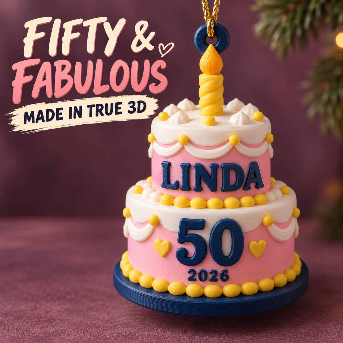 Personalized Milestone Birthday Cake 3D Ornament - Custom Christmas Keepsake - image 1
