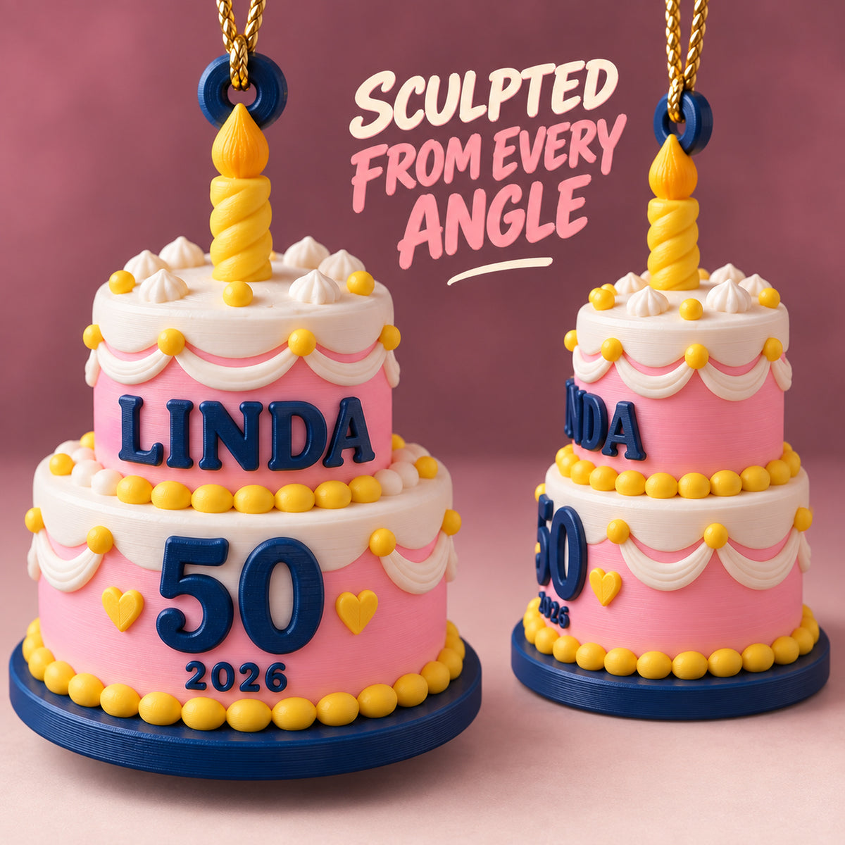Personalized Milestone Birthday Cake 3D Ornament - Custom Christmas Keepsake - image 4