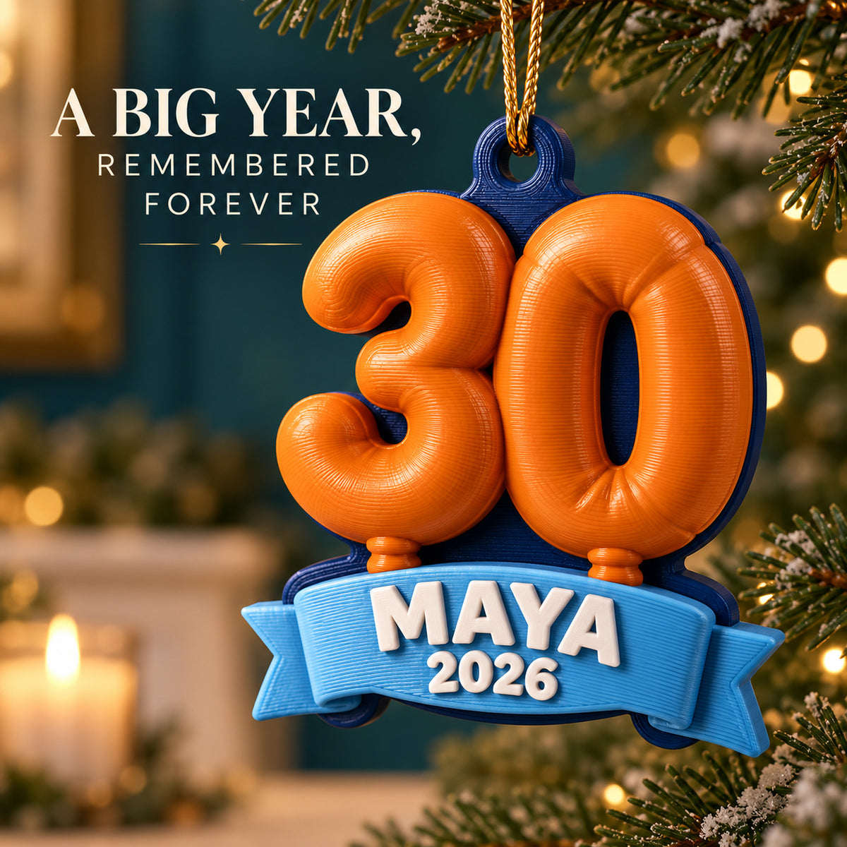 Personalized Milestone Number Balloon 3D Ornament - Custom Christmas Keepsake - image 9