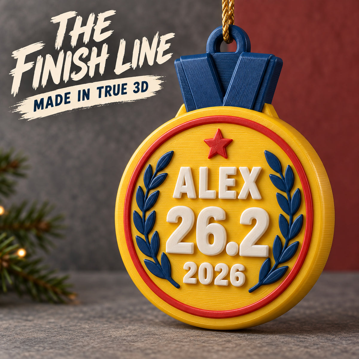 Personalized Marathon Medal 3D Ornament - Custom Christmas Keepsake - image 1