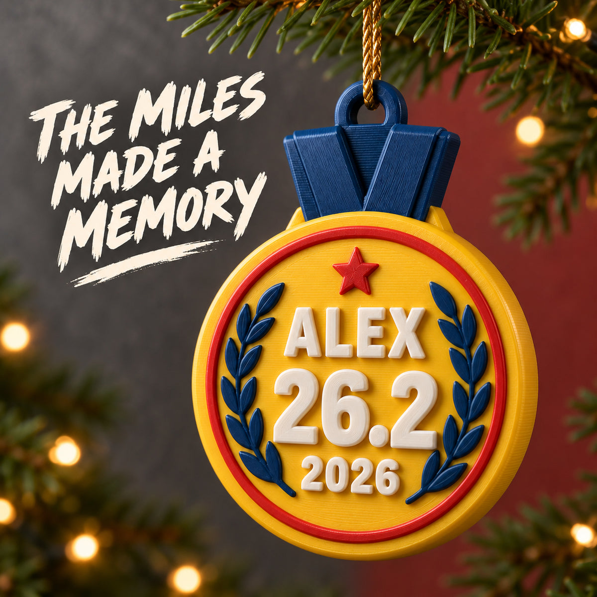 Personalized Marathon Medal 3D Ornament - Custom Christmas Keepsake - image 2