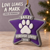 Personalized Memorial Star Paw 3D Ornament - Custom Christmas Keepsake - image 1