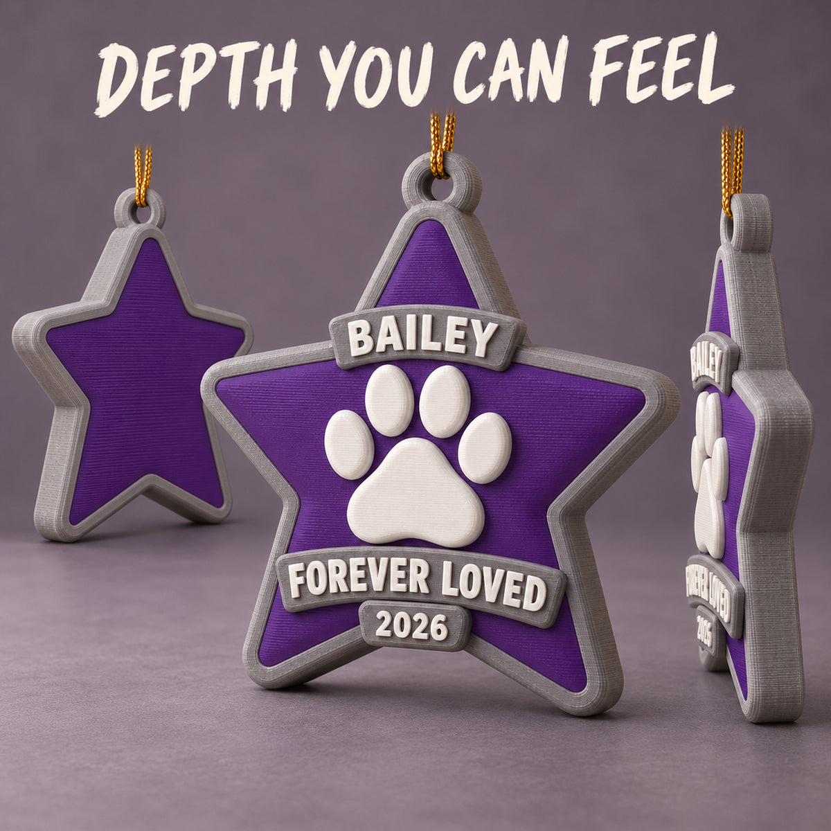 Personalized Memorial Star Paw 3D Ornament - Custom Christmas Keepsake - image 4