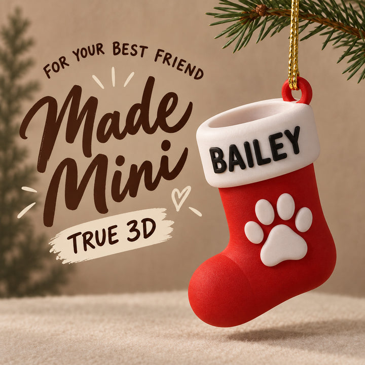 Personalized Dog Christmas Stocking 3D Ornament - Custom Christmas Keepsake - image 1