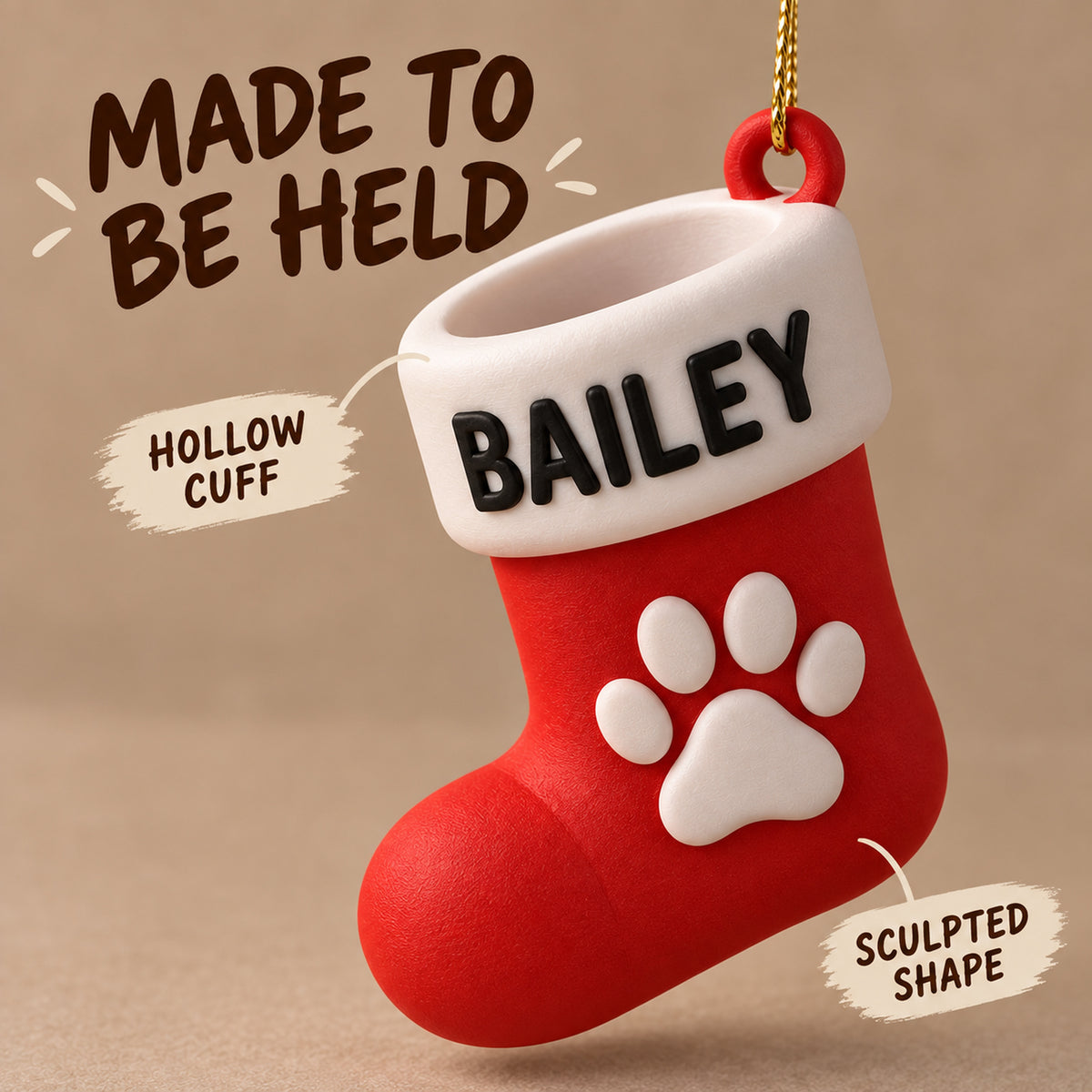 Personalized Dog Christmas Stocking 3D Ornament - Custom Christmas Keepsake - image 4