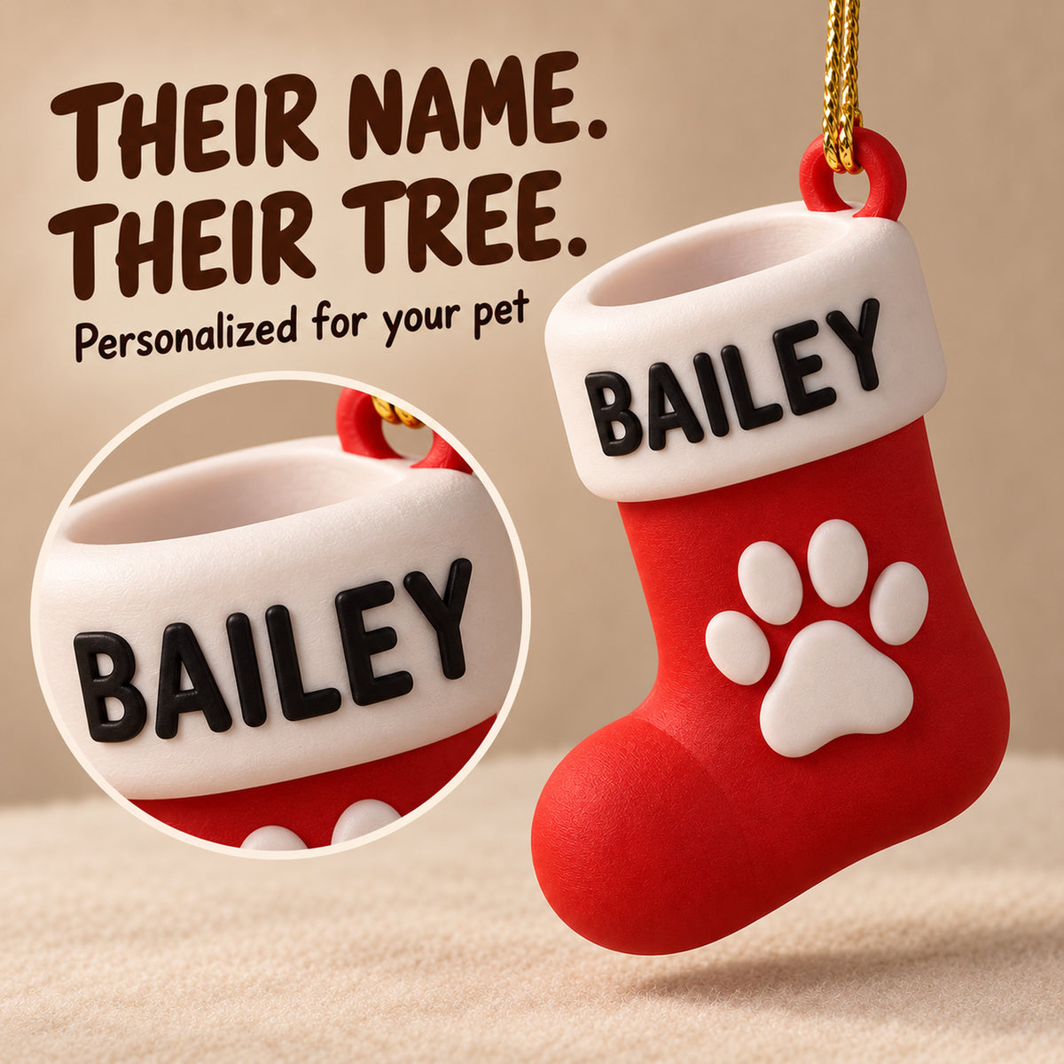 Personalized Dog Christmas Stocking 3D Ornament - Custom Christmas Keepsake - image 6
