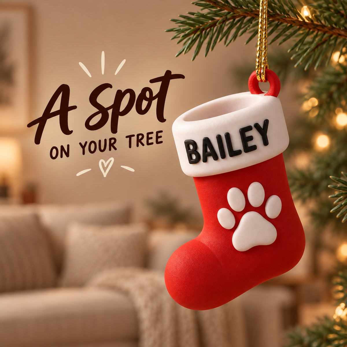 Personalized Dog Christmas Stocking 3D Ornament - Custom Christmas Keepsake - image 7