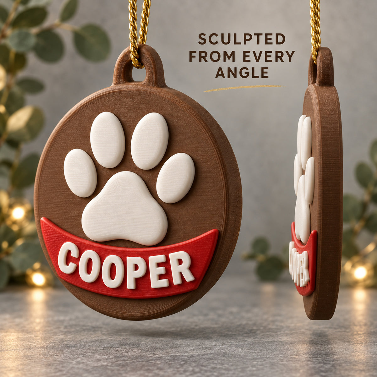 Personalized Raised Paw Name 3D Ornament - Custom Christmas Keepsake - image 4