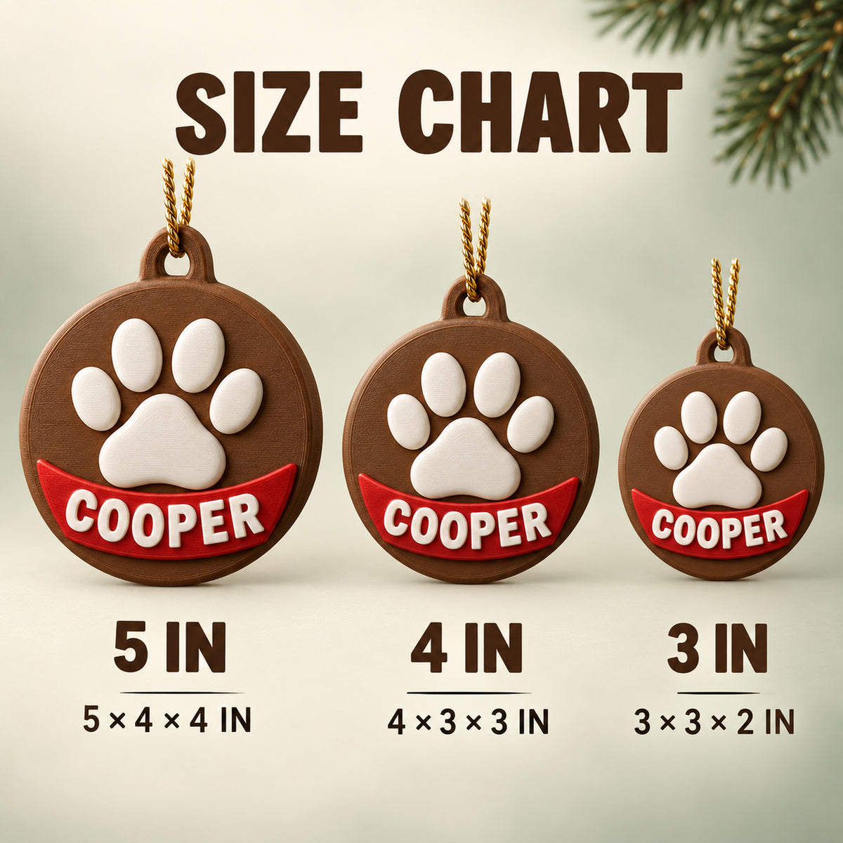 Personalized Raised Paw Name 3D Ornament - Custom Christmas Keepsake - image 5